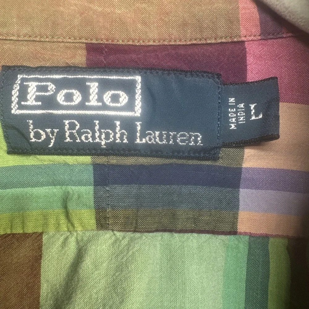 Polo Ralph Lauren Men's Plaid Short‎ Sleeve Shirt Large Epaulet Ivy Preppy Style